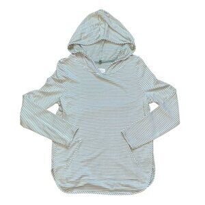 Market & Spruce Milania French Terry Striped Pullover Hoodie-Sage-L-GUC